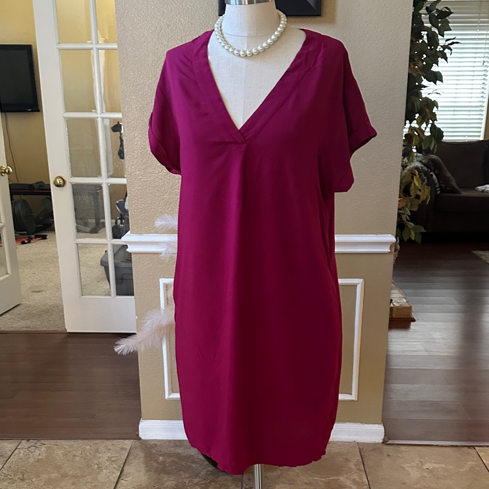 GAP Burgundy V-Neck Mini Dress